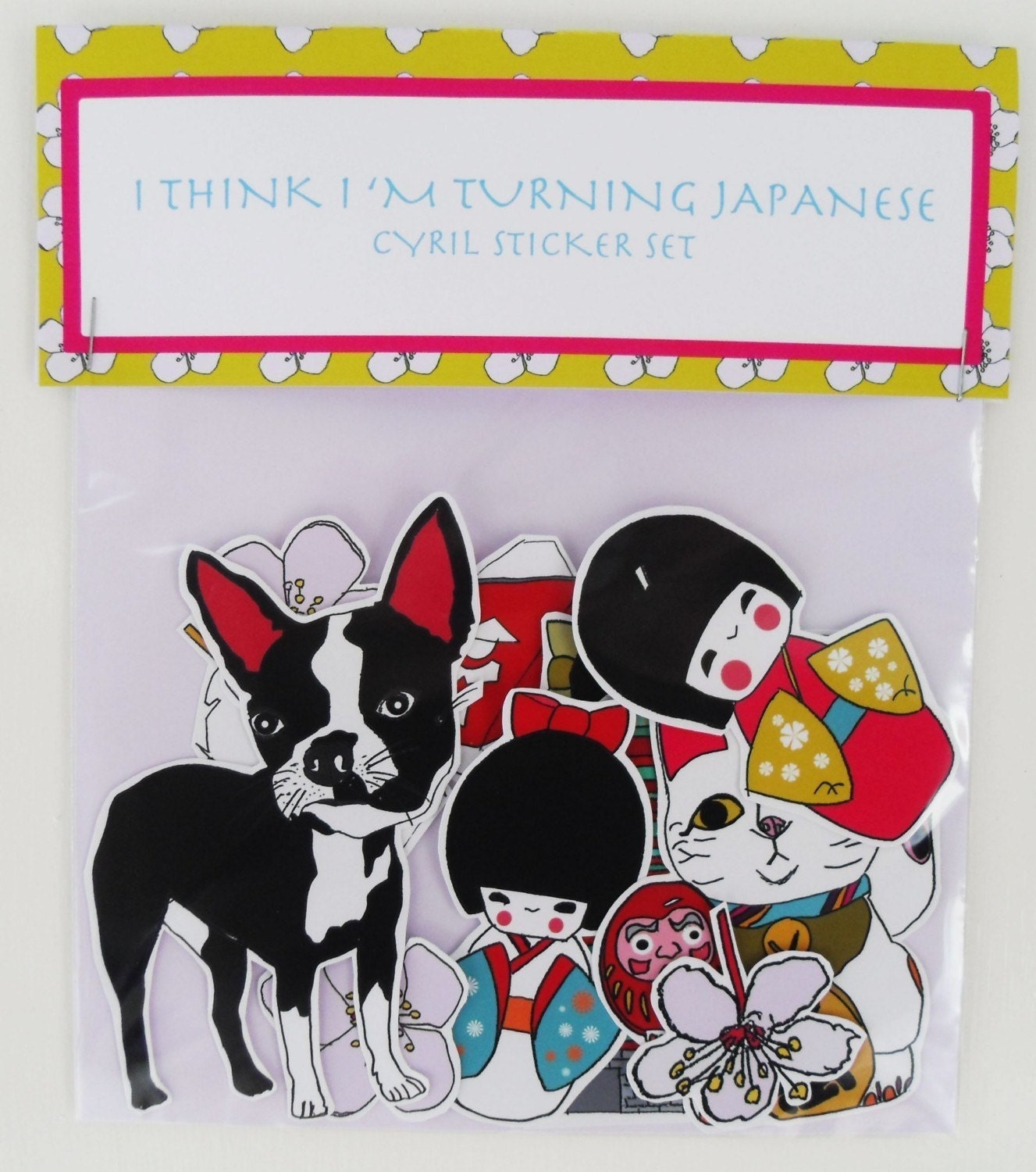 Boston Terrier Sticker Set Japan Themed Glossy