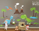 Dino Dinosaurs Land HUGE Set  - Baby Nursery Kids Playroom Vinyl Wall Decal Sticker Decor