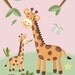 SET OF 4 PINK JUNGLE ANIMALS NURSERY WALL ART PRINT FOR GIRLS