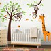 Kids Wall Decal - Monkeys and Giraffe Tree Branch and Birds HUGE Set  - Nursery Playroom Vinyl Wall Art Decal