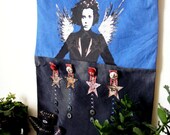 Upcycled wall hanging - Gathering - Handmade mixed media textile.