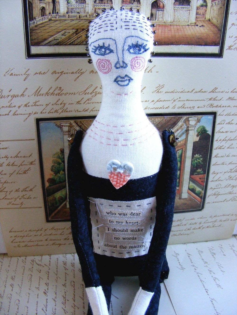 Original mixed media handmade art doll - Celine - Textile Artist Doll
