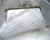 Tulla Elite Bridal Clutch white satin faced taffeta and organza -- winter wedding -- twinkle white clutch