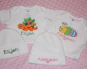 Onesie and Cap Baby Gift Set - You Choose Your Design - Embroidered and Monogrammed