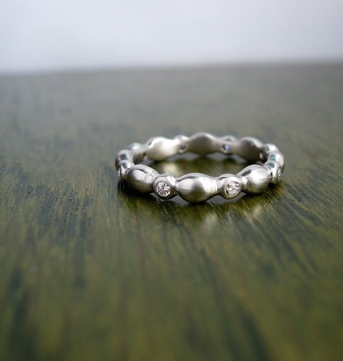Victorian Water Ring Palladium and Diamonds wedding band