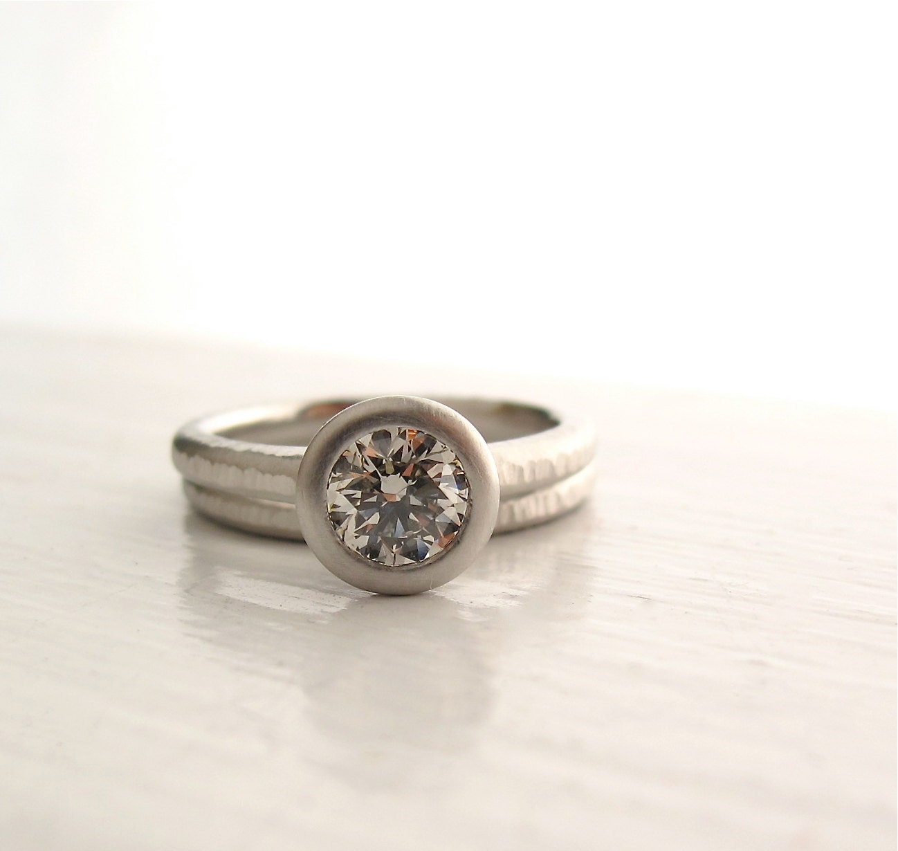 Platinum Pacific Ring, diamond engagment ring with wedding band