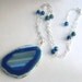 Striped Blue Agate Necklace, Cerulean Semi Precious Gemstone Jewelry