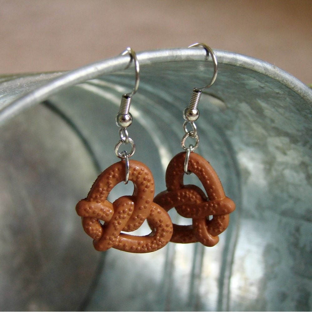 Miniature Pretzel Earrings - Tasty Twisted Danglies