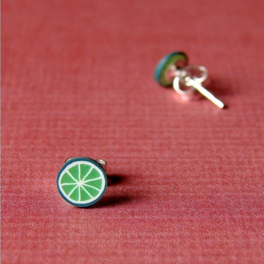 Miniature Fruit Slice Earrings - Lively Lime Studs