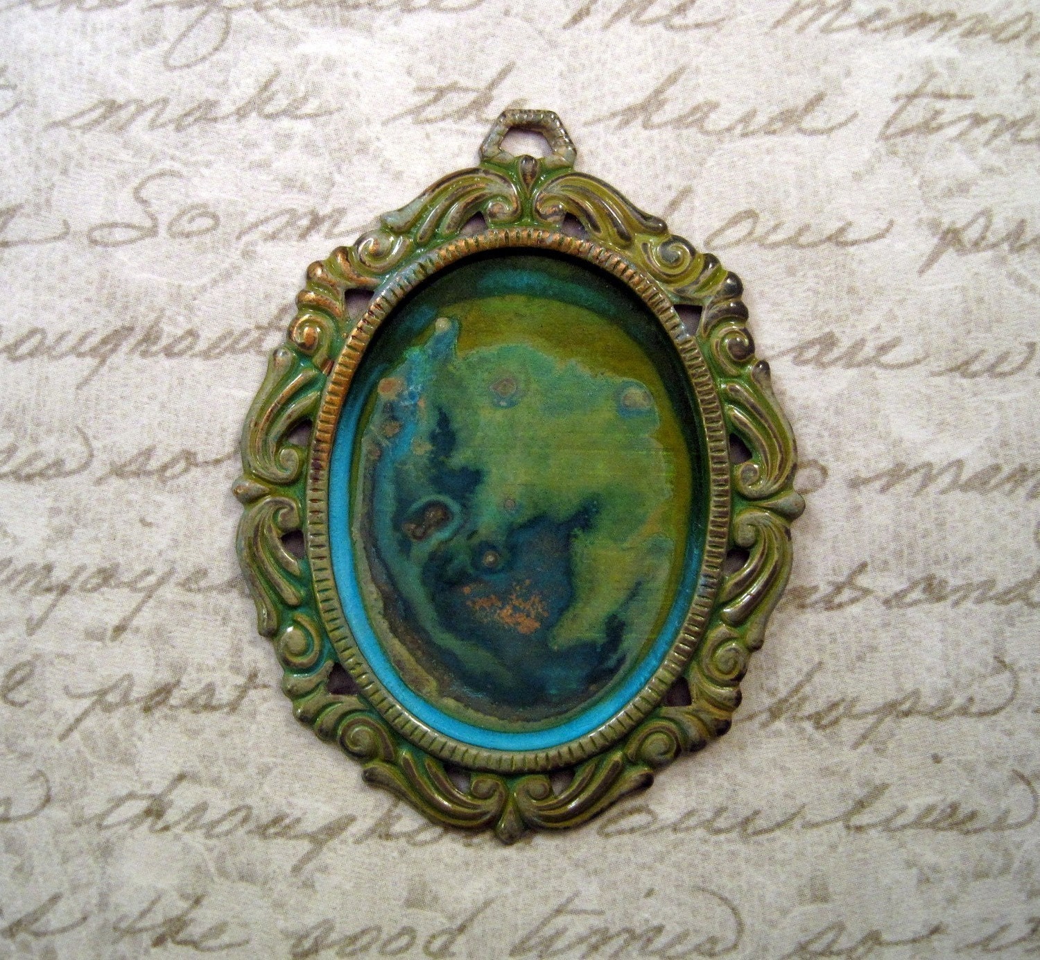 Verdigris Patina Brass 40x30mm Setting With Ring(1)-VPS5416..