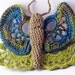 Crochet Brooch Fiber Brooch Irish Crochet Butterfly Pin Olive Chartreuse Green Dark Teal