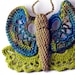 Crochet Brooch Fiber Brooch Irish Crochet Butterfly Pin Olive Chartreuse Green Dark Teal