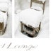 Snow on Garden Chairs. White Winter Cushions For a  Cool Lounge. Wicker Chair, Teak & Black Iron. Soft Grays, Warm Naturals. Print 12x16