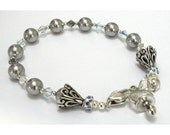 Baby Boy Pearl and Crystal Charm Bracelet