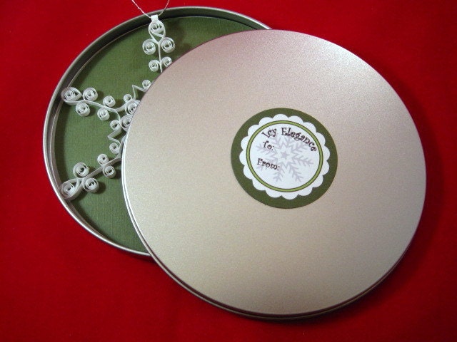Christmas Decoration: 'Icy Elegance' is a gift packaged white quilled snowflake ornament Christmas ornament tree ornament