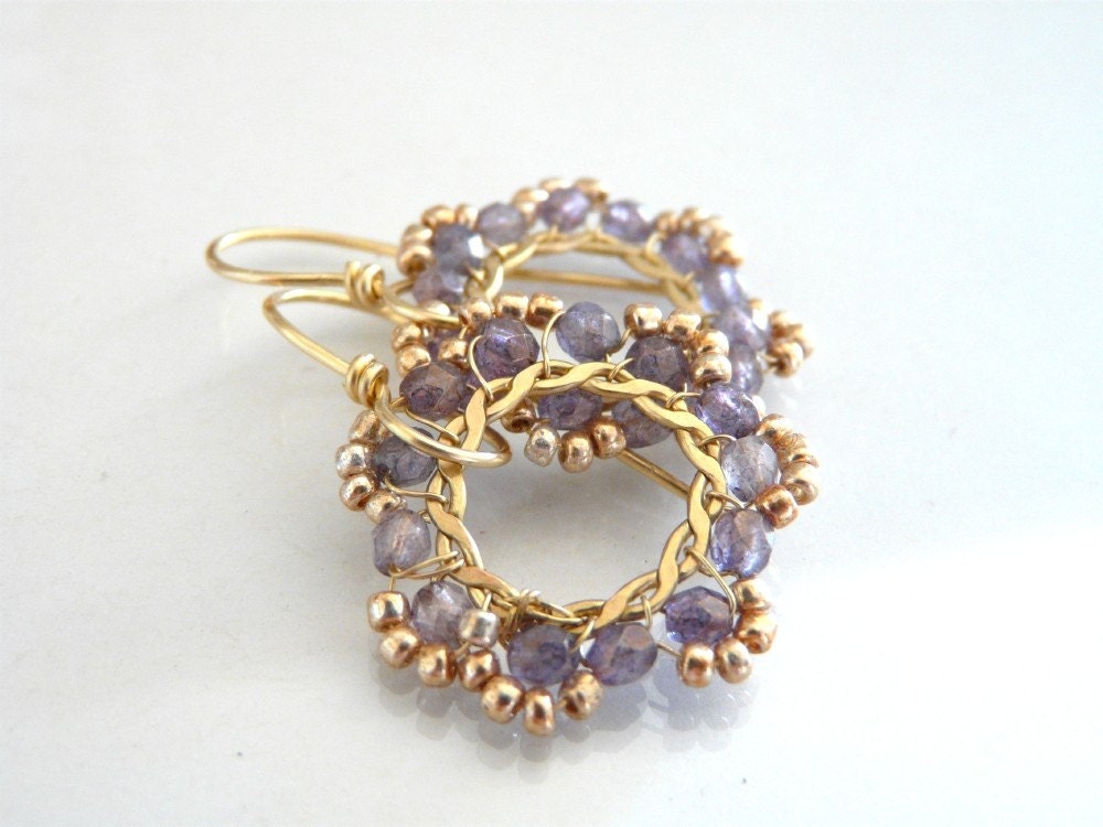 FREE shipping - The Diamante - beautiful earrings with lavender Czech glass