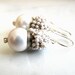 Wedding jewelry - The Laurent in white- fresh earrings with white shell pearl and silver sea pearls