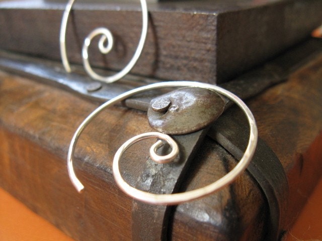 Spiral hoop earrings sterling silver