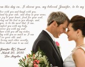 Custom, Personalized Wedding Vows Photo Canvas with your photo and word choice, 20x30