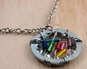 Statement Necklace Pendant Steampunk Wire Wrapped Hardware Jewelry Multi Color Beads Gift under 25