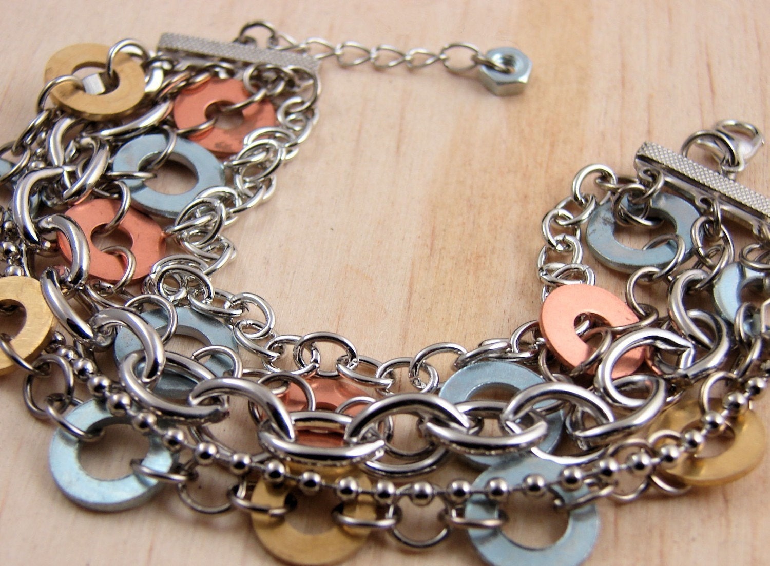 Multi Chain Bracelet Chain Bracelet Hardware Jewelry Copper and Brass Washers