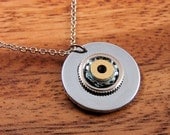 Statement Necklace Pendant Steampunk Hardware Jewelry Industrial Brass and Chrome Washer