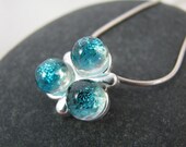 Petite Blue Necklace - Fused Glass and Silver - Trinity in Pacific Northwest Blue