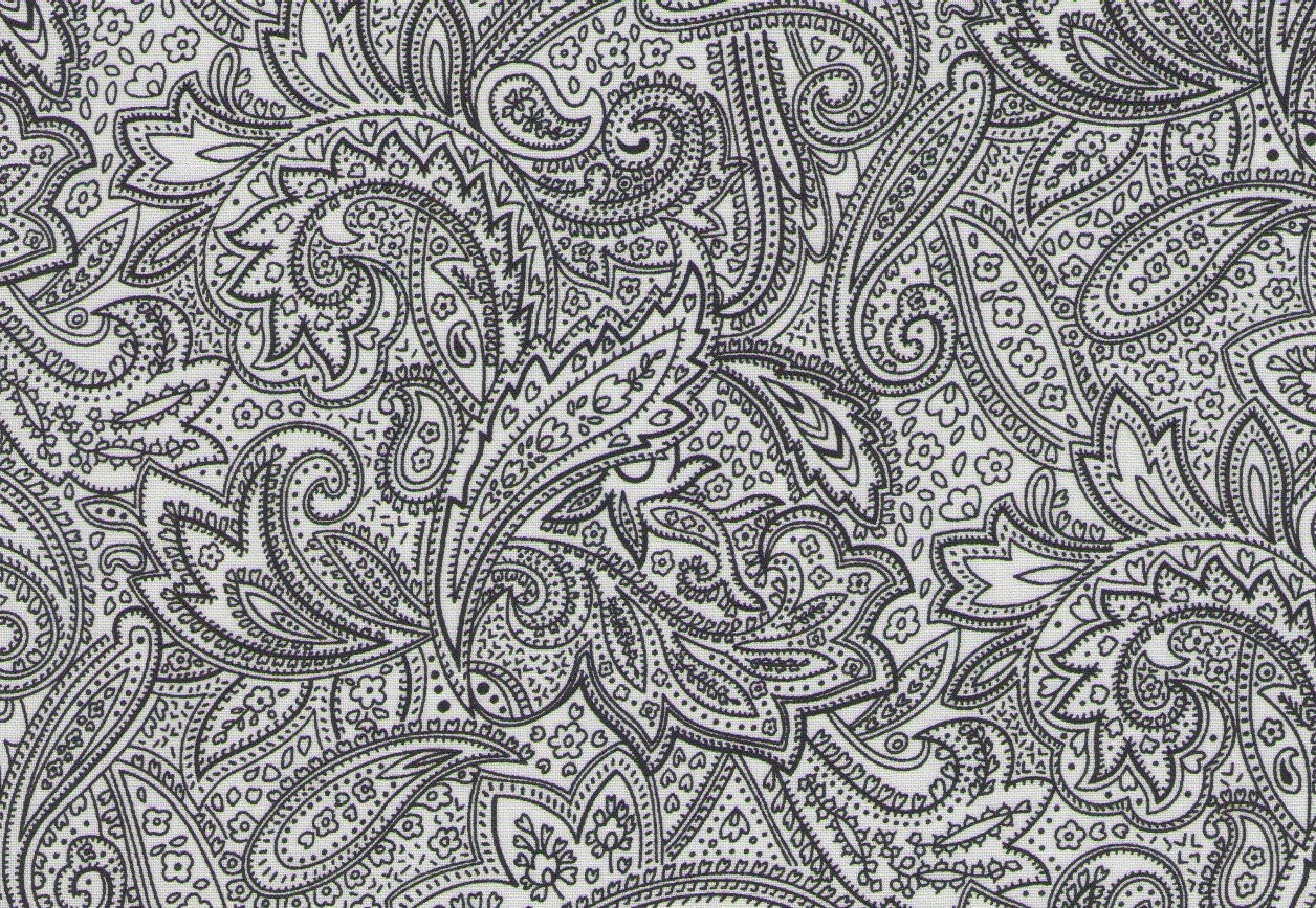 White Paisley 100% cotton fabric 1 yard x 44 inches