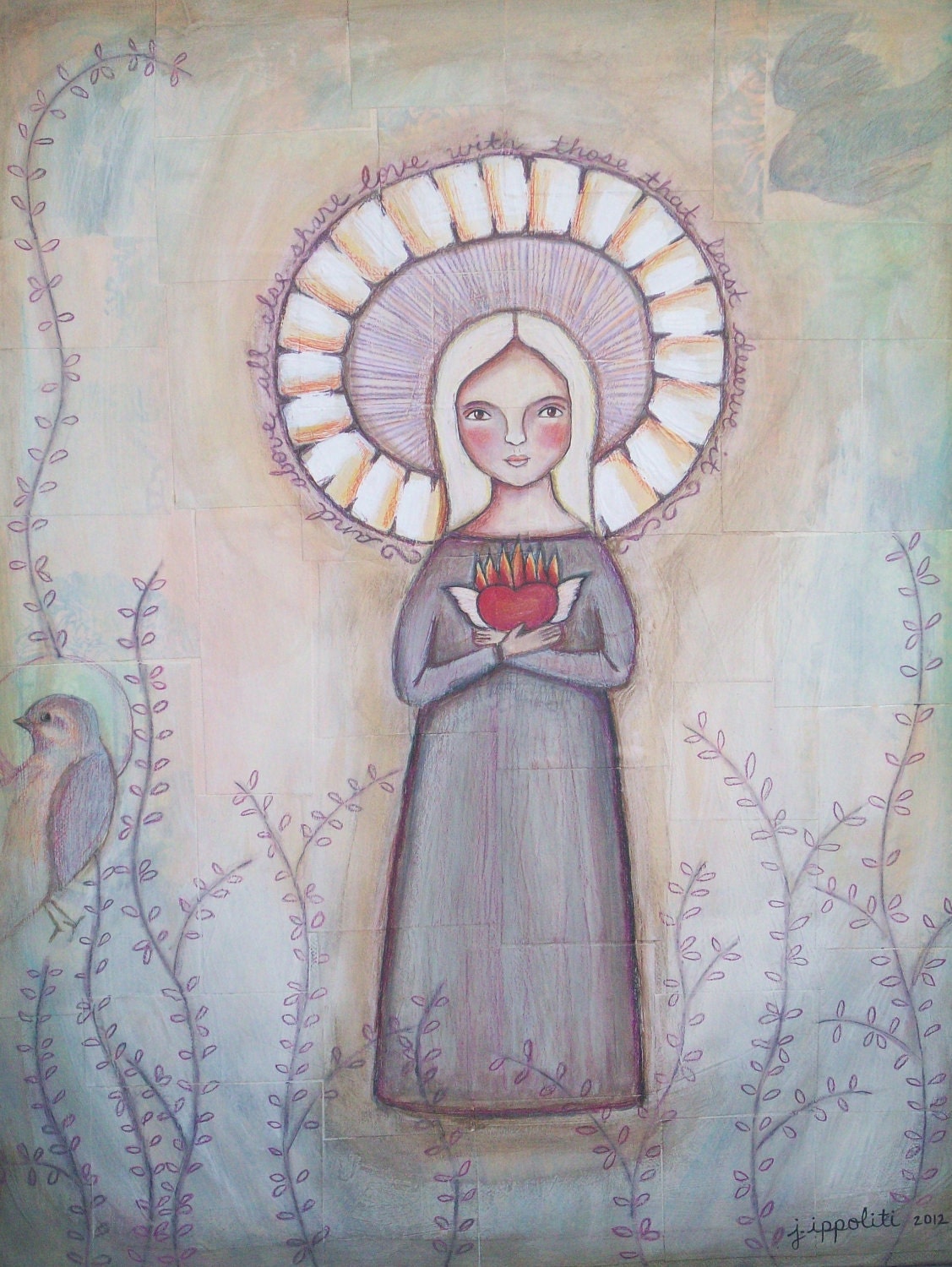 The Sacred Heart... BIG Original Painting