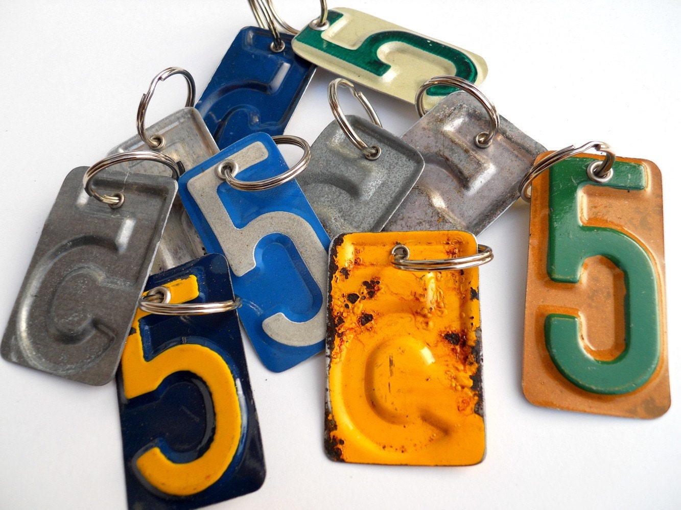 Number 5 Key Chain - Recycled License Plates