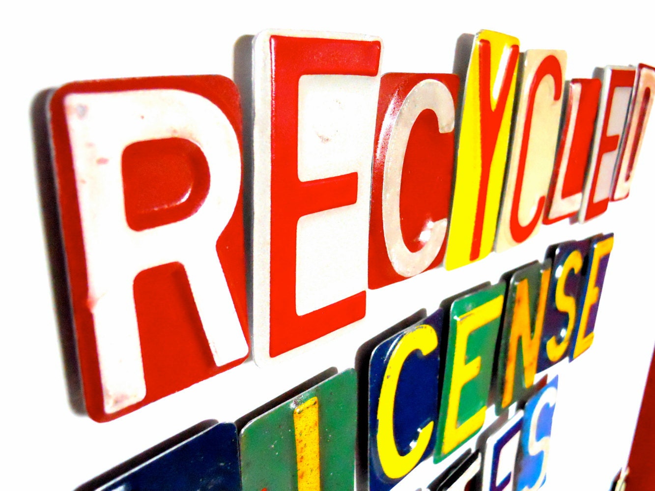 Single Letter Magnet - Recycled License Plates