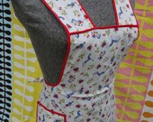 Vintage Full Bib Apron W/ Flowers Hearts  Dala Horses Size L
