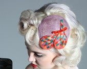 Felt and feather haircomb - 'Bright-lit Skies' comb in Melon