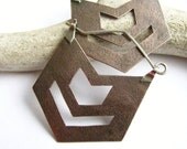 Large Hoop Earrings - Chevron Earrings - Argentium Sterling Silver And Copper Hoop Earrings Southwest Rustic Mixed Metal Artisan Jewelry