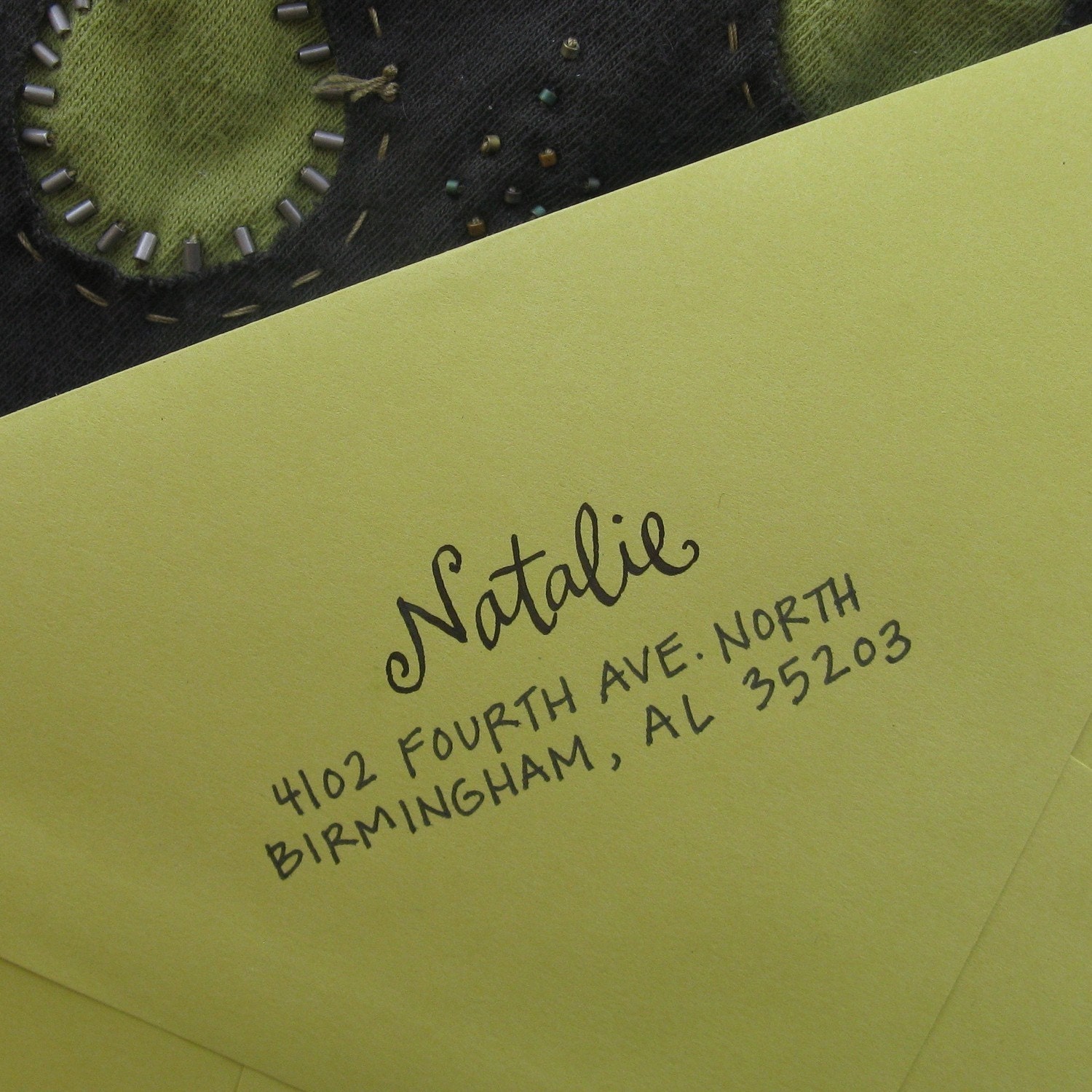 Natalie Handwritten Address Stamp: your choice of self-inking or red rubber
