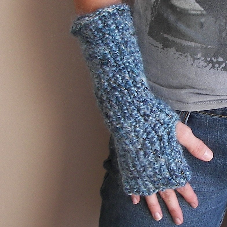 Glacier Bay Blue Fingerless Gloves Armwarmers
