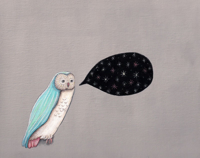 Nighttiming: Starry Owl Print