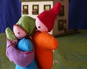 Attached Family - 4 piece doll set - Mamma, Dad, newborn and baby carrier.