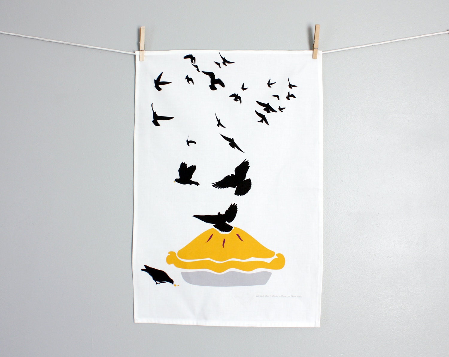 Four and Twenty Blackbirds Baked in a Pie- 18 x 24 inch Tea Towel - wickedmint