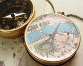 Eiffel tower Paris Map Compass Necklace, graduation gift, Personalized custom map choose your city, personalized gifts anniversary
