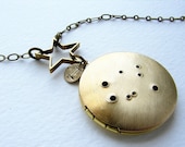 Gemini constellation Necklace -Gemini locket necklace, May June birthday zodiac constellation necklace