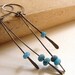 blue stones earrings - sleek modern metal earrings, blue agates oxidized sterling silver hammered earrings