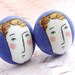 purple yellow studs, Gemini guy boy portraits lavender purple artsy post earrings