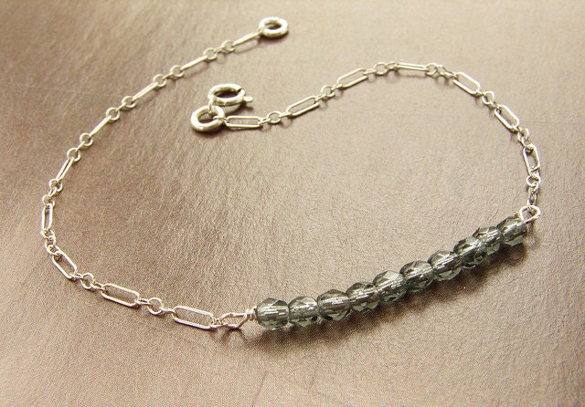 smoky diamond bracelet sterling silver custom color bridesmaid jewelry wedding party bracelet
