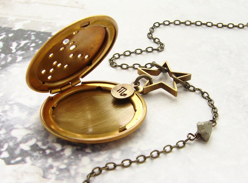 Scorpio constellation Necklace, Personalized constellation locket, zodiac necklace, October November birthday, Mother's day gift