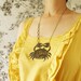 Crab Necklace short - July birthday cancer metal crab silhouette diamond shape brass chain Cancer zodiac necklace