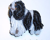 Beaded KING CHARLES SPANIEL dog art pin/ pendant (Made to Order)