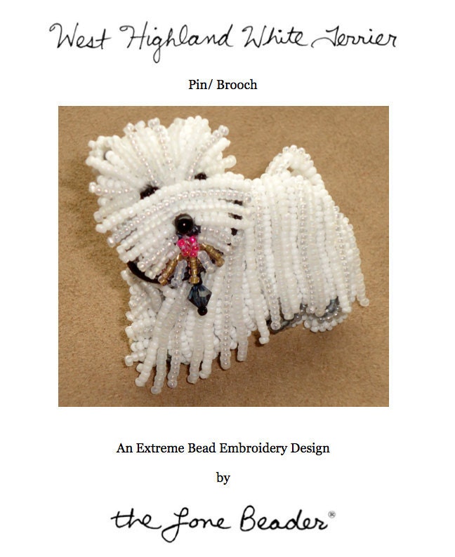 Beading Pattern: West Highland White Terrier Beaded Dog Pin- PDF file (For Personal Use Only)