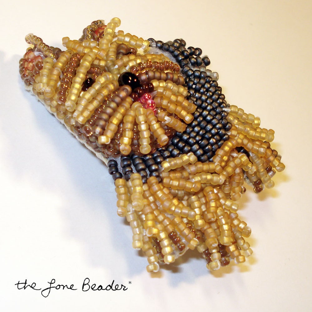 YORKIE Yorkshire Terrier dog beaded art pin/ pendant for Valentine's Day (Made to Order)