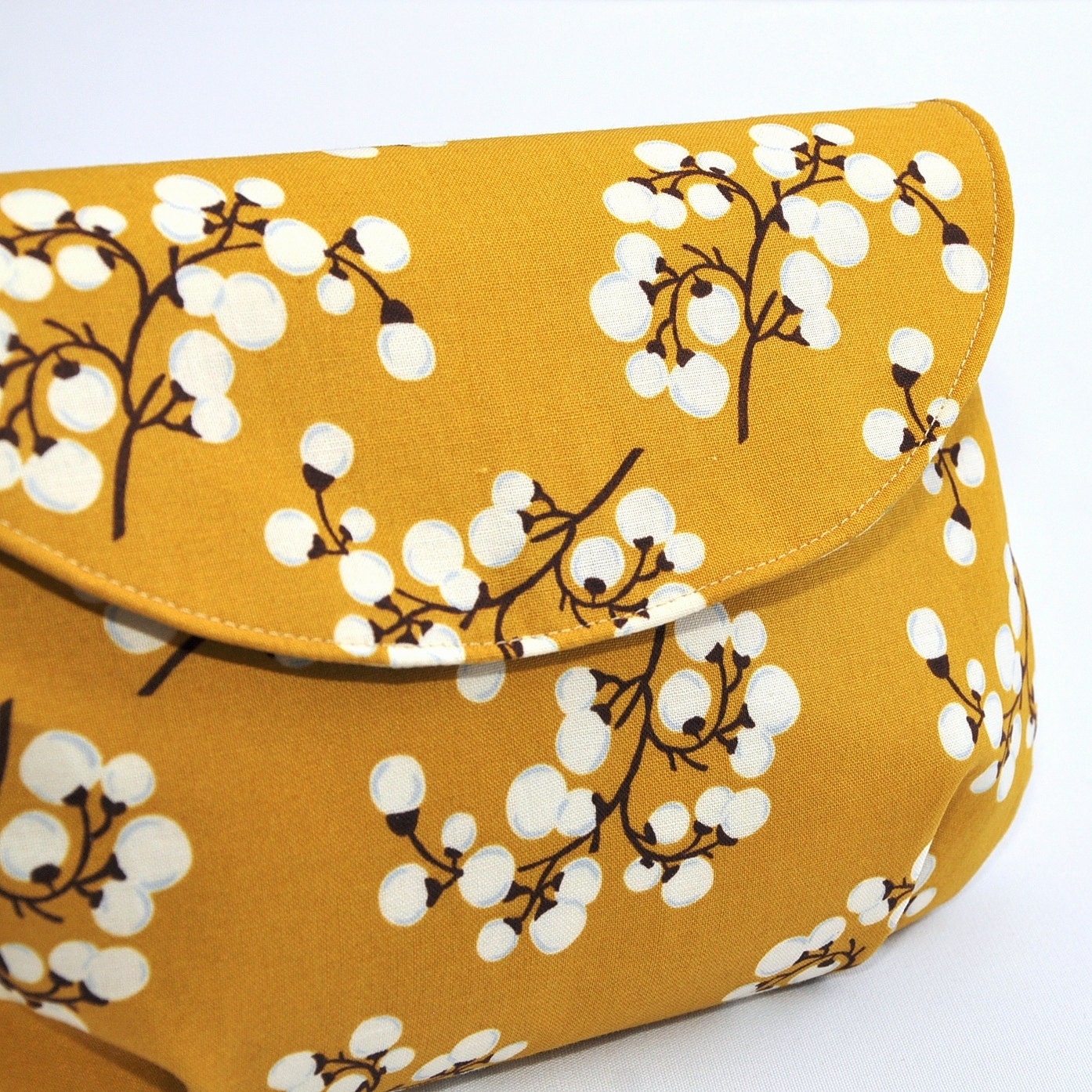 MUSTARD YELLOW COTTON /// Printed Addy Wristlet